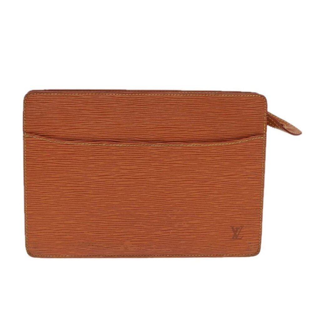 LOUIS VUITTON Epi Pochette Homme Clutch Bag Brown Zipangu Gold - Picture 2 of 16